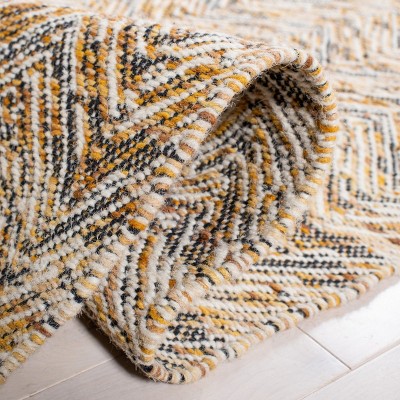 Gold and Black Handmade Wool Flat Weave Runner Rug