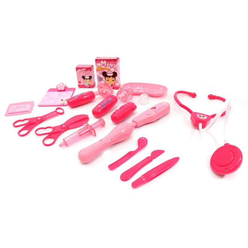 Insten 17 Pieces Doctor and Nurse Medical Kit Playset, Pretend Educational Toys for Kids, Pink, 1 of 3