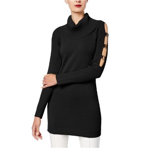 I.N.C International Concepts Womens Cut Out Tunic Sweater, Black, X-Small - 1 of 1