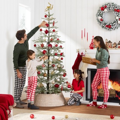 6ft Pre-Lit Flocked Sparse Christmas Tree with Multicolor LEDs