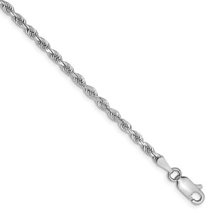 Black Bow Jewelry 2.75mm, 14k White Gold D/C Quadruple Rope Chain Anklet or Bracelet - 1 of 4
