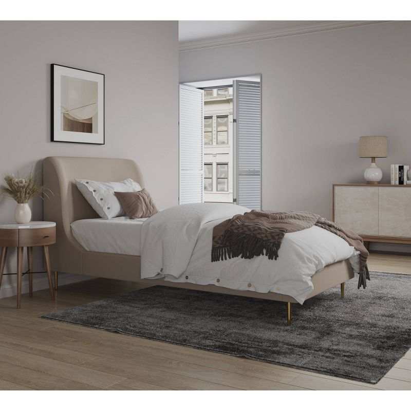 Twin Heather Velvet Upholstered Bed - Manhattan Comfort, 3 of 12