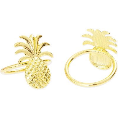 Juvale 6 Pack Pineapple Napkin Rings for Tropical Party, Wedding (1.6 in)