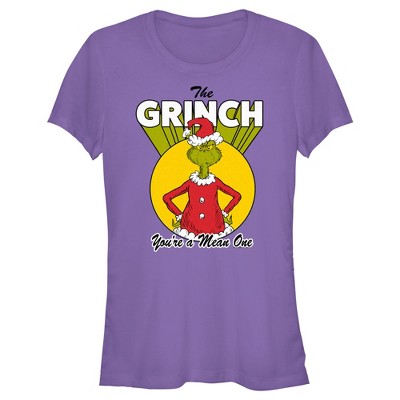 Junior's Dr. Seuss Christmas Grinch You're A Mean One T-shirt - Purple ...