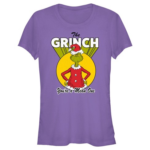Juniors Womens Dr. Seuss Christmas The Grinch You're A Mean One T-shirt ...