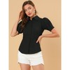 Allegra K Women's Puff Short Sleeve Collared Cotton Office Button Down Shirt - 2 of 4