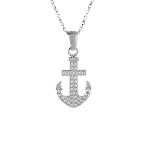 Anna-Kaci Crystal Rhinestone Gold and Silver Tone Anchor Pendant Necklace for Nautical Themed - 1 of 4