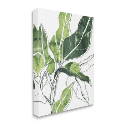 Stupell Industries Expressive Palm Linework Green Pop Detail