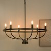 DORESshop 28.54 in. 6-Light Black Industrial Wagon Wheel Vintage Farmhouse Candle Chandelier for Dining Room Hallway - 2 of 4