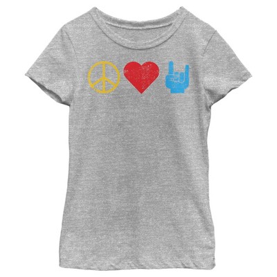Girl's Lost Gods Peace Love Rock Symbols T-shirt : Target