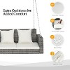 VINGLI Heavy Duty 800 LBS Wicker Hanging Porch Swing with Cushions & Chains, 4FT Outdoor Rattan Swing Bench for Garden, Yard, Lawn (Grey+White) - 2 of 4