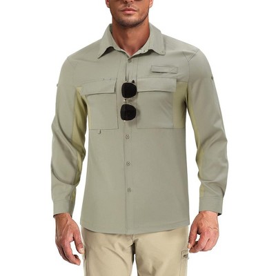 Men's Upf 50+ Long Sleeve Sun Protection Fishing Shirts Long Sleeve Travel  Work Shirts For Men Button Down Shirts With Pockets - Green 2xl : Target