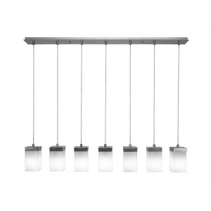 Toltec Lighting Nouvelle 7 - Light Chandelier in  Graphite with 4" Square White Muslin Shade - 1 of 1