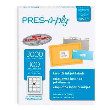 Pres-a-ply Laser/Inkjet Labels, 1 x 2-5/8 Inches, Pack of 3000