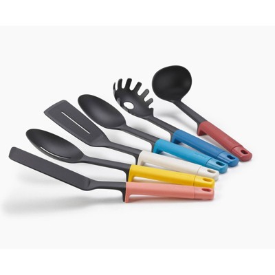 Multicolor Silicone and Nylon 6-Piece Kitchen Utensil Set with Rotating Stand
