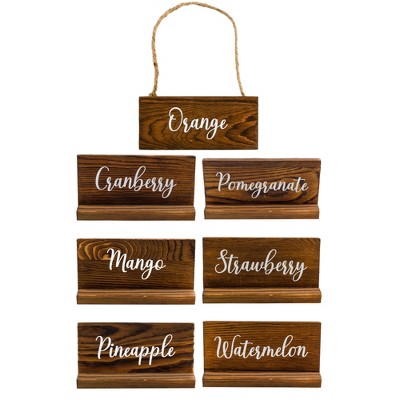 Rustic Wood Beverage Sign Set; Drinks Labels for Coffee Urns, Iced Beverage Dispensers, and Carafes