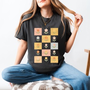 Simply Sage Market Checkered Floral Chart Garment Dyed Tee - 1 of 4