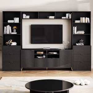 Entertainment Wall Unit, 112.50x16.90x78.70 In Multifunctional TV Stand, Media Storage Cabinet With 13 Shelves, 8 Drawers And 2 Cabinets - 1 of 4