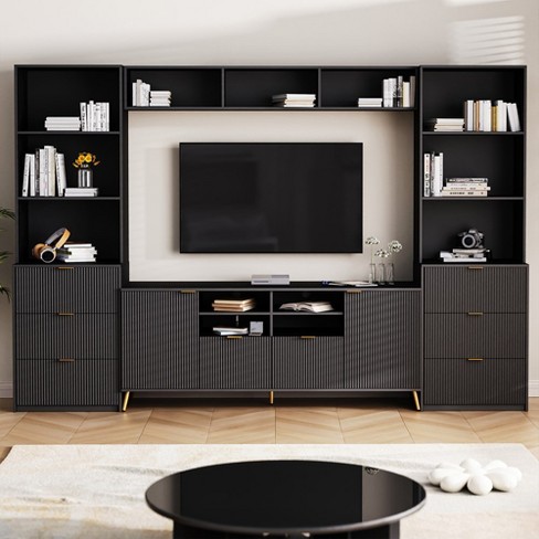 Entertainment Wall Unit, 112.50x16.90x78.70 In Multifunctional TV Stand, Media Storage Cabinet With 13 Shelves, 8 Drawers And 2 Cabinets - image 1 of 4