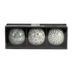 Sagebrook Home Set of 3 Ceramic Orbs - 4" Set of Green and White Decorative Round Table Orbs for Home or Office Decor - 1 of 4