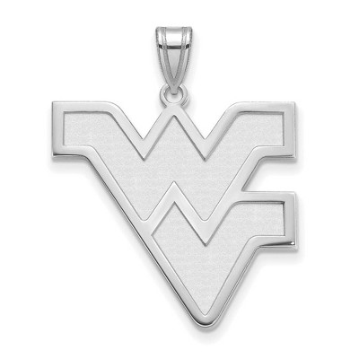 Black Bow Jewelry 14k White Gold West Virginia Mountaineers NCAA Extra Large Pendant