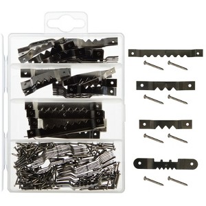 Juvale 100 Pack Bulk Picture Hangers with Hardware Kit, 200 Nails, Sawtooth Hooks for Hanging Frames, Photos, 4 Assorted Sizes - 1 of 4