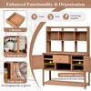 50”W Garden Potting Bench Table, Outdoor Patio Workstation with Hutch, Drawer and Adjustable Shelves, Fir Wood Frame, Brown/White/Natural-ModernLuxe - 3 of 4