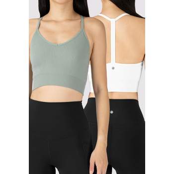 TASADA V-Neck Sports Bras for Women - Wirefree Padded Yoga Bra Running  Workout Aesthetic Crop Tank Tops