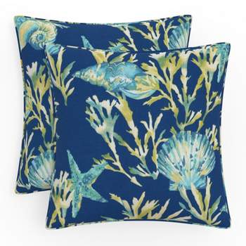 Buy Jaipur Coastal Pattern Blue/Orange Polyester Polly Fill Pillow, 18-Inch  x 18-Inch, Ochre Odl Coral Splendor Online at Low Prices in India 