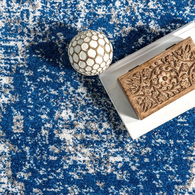 Dark Blue Rectangular Synthetic Persian Area Rug 6' x 9'