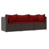 vidaXL 3 Piece Patio Lounge Set with Cushions Brown Poly Rattan - 3 of 4