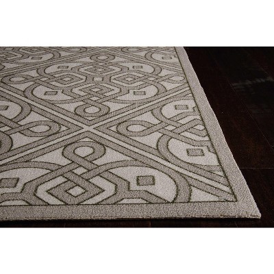 Stone and Ivory Tufted Synthetic Outdoor Area Rug, 8x11