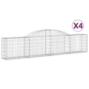 vidaXL Galvanized Iron Gabion Basket Set of 4 - Rectangular Arched Garden Barrier - 118.1x11.8x23.6/31.5 Inch - 1 of 4