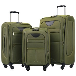 KWPZQEB Softside Expandable Luggage, 3 Piece Suitcase with  Spinner Wheels (20''/24''/28'') - 1 of 4
