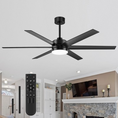 Airsurfer 60"/65" Matte Black LED Ceiling Fan with Remote, 6-Speed Reversible Motor, 3-Color Light & Memory Function
