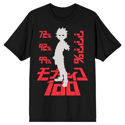 Mob Psycho 100 Shigeo Shadow Fitted T-Shirt, Emotional Mood Percent Level Status, Male Dark Anime T-Shirt-Small