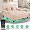 Upholstered Chaise Lounge with 6-gear Adjustable Backrest, Lazy Sleeper Sofa Bed Leisure Reading Couch with 2 Pillows & LED - ModernLuxe - 4 of 4