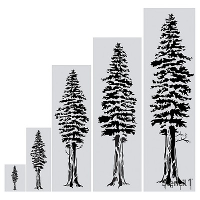 Stencil1 Redwood Tree - Wall Stencil 24" x 72"
