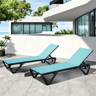 Syemin Patio Chaise Lounges Outdoor Lounger Sunbathe Chair with Arms, for Patio, Garden, Beach，Portable，Green，64.41"*26.69"*35.43"