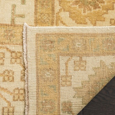 Elegant Ivory Hand-Knotted Wool Oushak Area Rug, 8' x 10'