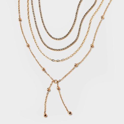 Ball Chain Y-line Necklace Set 4pc - A New Day™ Gold : Target