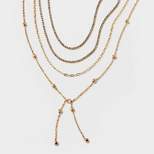 Ball Chain Y-Line Necklace Set 4pc - A New Day™ Gold