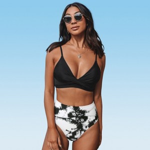 Women's Twisted High-Waist Bikini Sets Swimsuit - Cupshe - 1 of 4