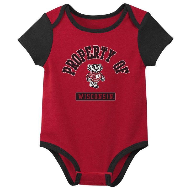 NCAA Wisconsin Badgers Infant 3pk Bodysuit, 4 of 5