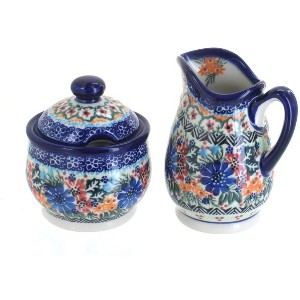 Blue Rose Polish Pottery 1583 Vena Cream & Sugar Set - 1 of 1