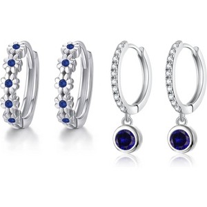 Small Flower CZ Huggie Hoop Earrings - Gold Plated Hypoallergenic Cartilage Earrings for Women & Girls - 1 of 4