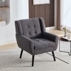 BABYYER Accent Barrel Chair, Upholstered Fabric Reading Chair, Midcentury Modern Armchair with Black Legs for Living Room and Bedroom - 2 of 4