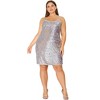Agnes Orinda Women's Plus Size Christmas Glitter Sequin Spaghetti Strap Party Club Bodycon Dresses - 3 of 4
