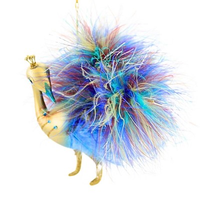 Italian Ornaments 5.0 Inch Peacock Royale Italy Bird Feathers Tree Ornaments
