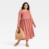 Women's Long Sleeve Knit Midi A-Line Dress - Ava & Viv™ - 3 of 3